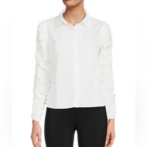 NWT WALTER BAKER Marcella Ruched Puff Sleeve Shirt